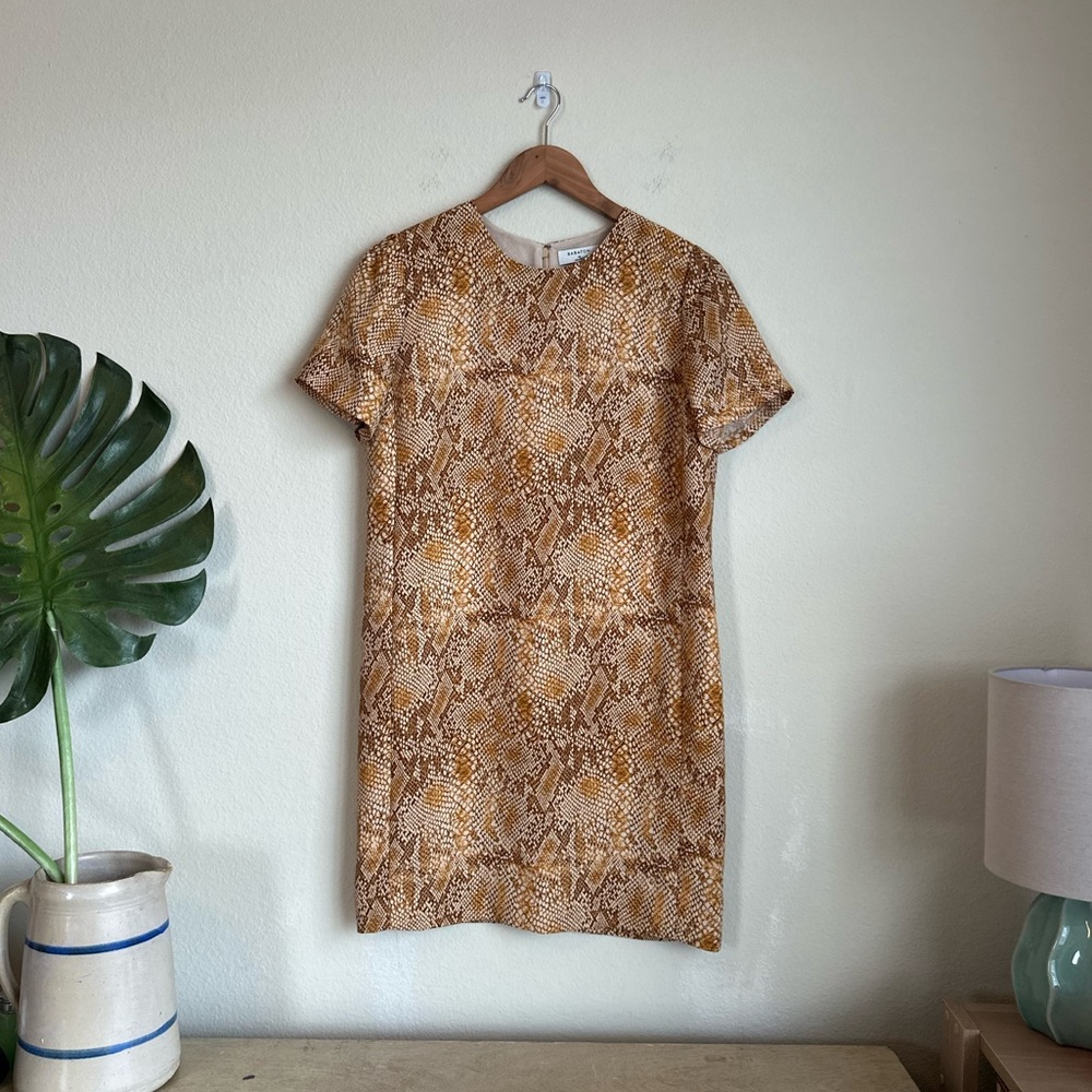 Aritzia Brown Snake-Print Mini Dress
